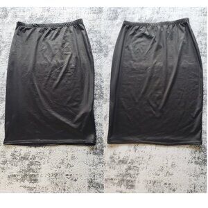 Black Leather Look Slinky Thin and Stretchy Skirt